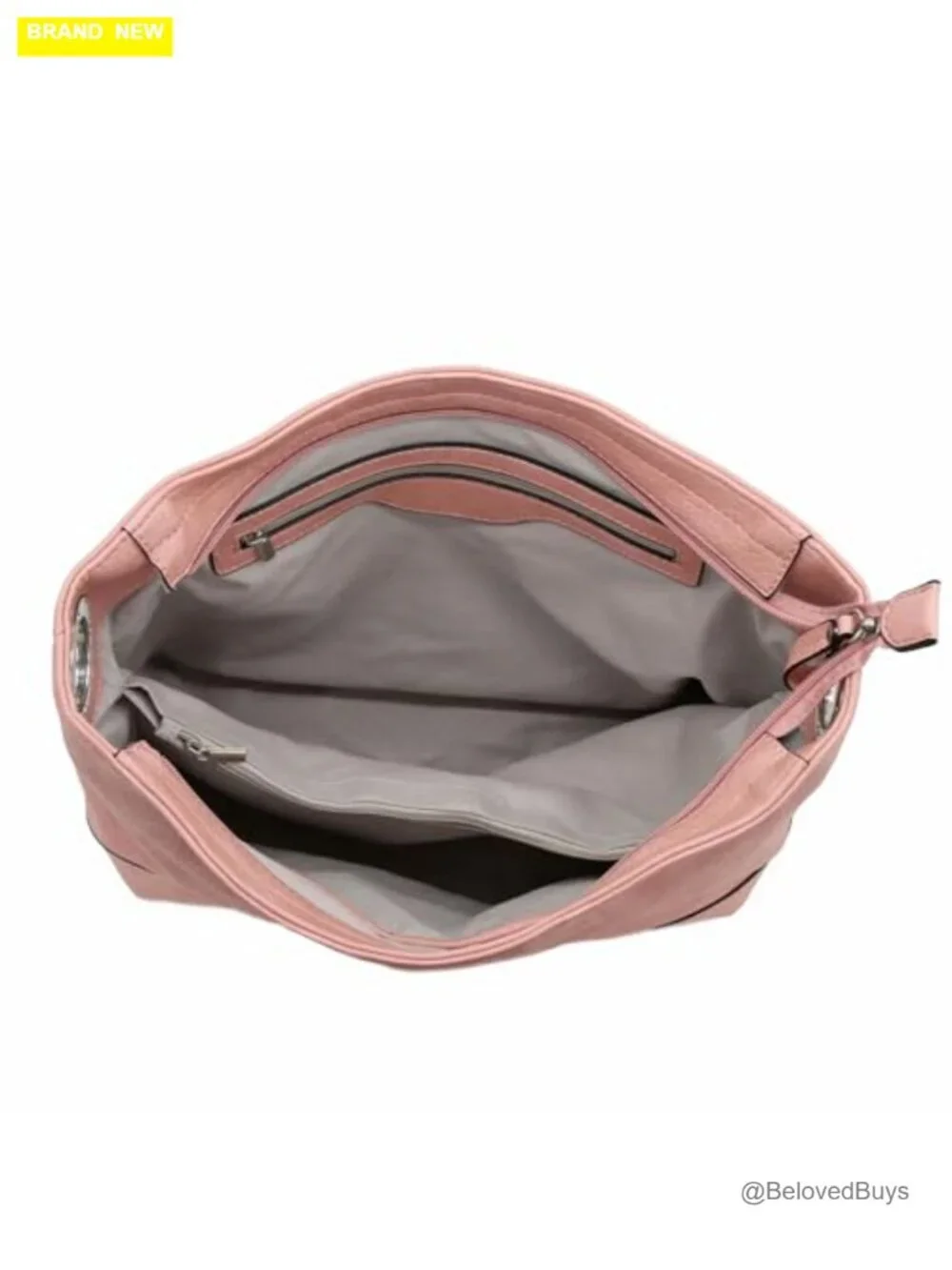 Faux Leather Hobo Shoulder Bag with Detachable Strap and Zipper Pockets